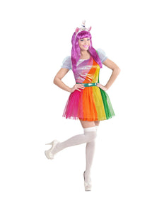Eenhoorn jurkje meisje met haarband, unicorn prinsessenjurk vooraanzicht
