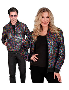 Pailletten bomberjas dames meerkleurig - kleurrijke glitter bomberjack disco