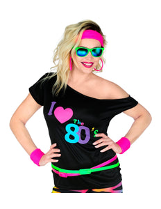 Disco shirt dames 80's neon - fel neon jaren 80 discoshirt voor neon party