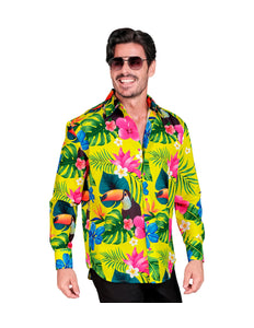 Heren hawaii blouse met neon tropicana - tropisch shirt voor neon party