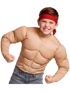 Spierballen shirt kind - dikmaak spierbundel shirt met nep sixpack voor kinderen