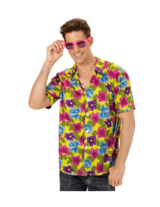 Hawaii shirt bloemen geel - geel aloha hemd met bloemenprint voor beach party