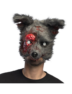 Pluchen halfmasker Bloederige weerwolf grijs Halloween