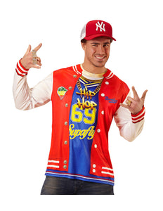 3D hip hop shirt met fotoprint, rapper gangster verkleedshirt heren vooraanzicht