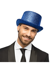 Boland Hoed Showtime blauw (glitter hoge hoed)