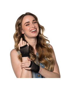 Boland Korte zwarte mesh handschoenen dames (pols)