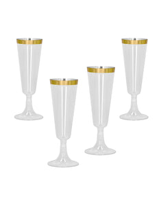 Boland Set 4 sparkling plastic flutes goud bekers