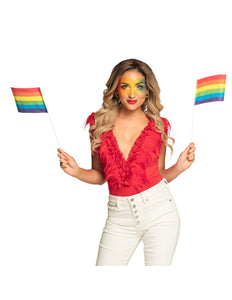 Boland Set 6 papieren zwaaivlaggen Regenboog