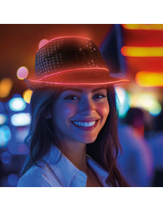 Funny Fashion Glitterhoed pailleten met licht oranje