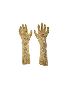 Funny Fashion Gouden glitter handschoenen met pailletten 45cm