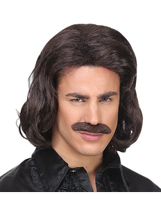 Widmann SRL Bruine macho pruik met snor