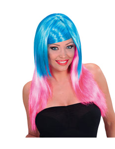 Widmann SRL Dip dye pruik blauw roze