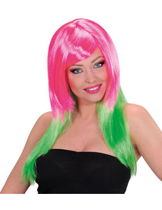 Widmann SRL Dip dye pruik roze groen