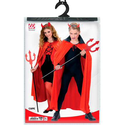 Widmann SRL Duivel cape rood met zwart kraag kind