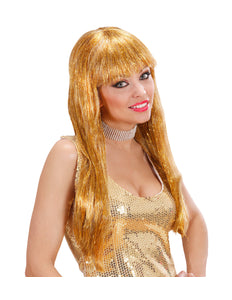 Widmann SRL Glitterpruik goud met lang stijl haar