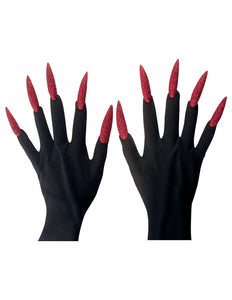 Widmann SRL Heksen handschoenen zwart met rode nagels