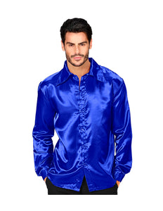 Widmann SRL Heren jaren 70 disco blouse blauw