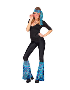 Widmann SRL Hippie verkleedset jaren 70 blauw mandala met hoofdband en beenwarmers