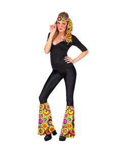 Widmann SRL Hippie verkleedset jaren 70 met beenwarmers en hoofdband