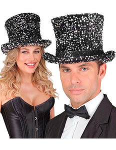 Widmann SRL Hoge hoed pailletten zwart/zilver Thijs top kwaliteit