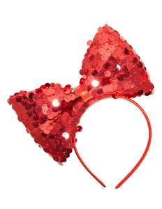 Widmann SRL hoofdband met paillettenstrik rood