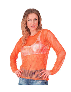 Widmann SRL Net shirt lang neon oranje