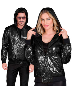 Widmann SRL Pailletten bomberjas met kap zwart