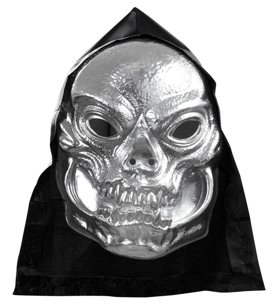 Widmann SRL Schedel masker zilver metallic met capuchon