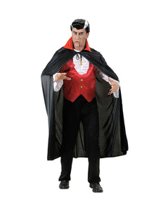 Widmann SRL Vampier cape zwart met rode kraag volwassenen