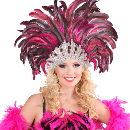 Widmann SRL Venetiaans veren masker zilver