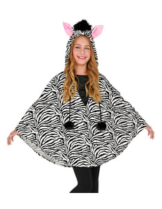Widmann SRL Zebra poncho kinderen met muts