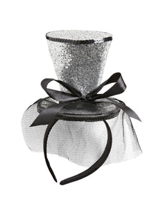 Widmann SRL Zilveren Mini Hoge Hoed Met Sluier