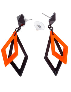 Widmann SRL Zwart met neon oranje hippie oorbellen