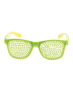 Funny Fashion Disco bril met parels in neon groen