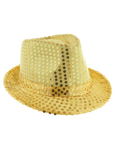 Funny Fashion Gouden glitterhoed met pailletten