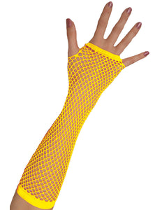 Funny Fashion Lange vingerloze nethandschoenen neon geel