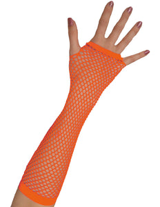 Funny Fashion Lange vingerloze nethandschoenen neon oranje