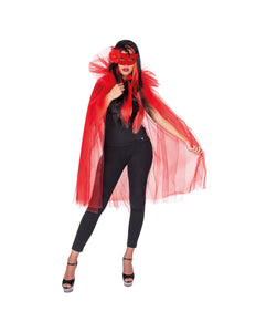 Funny Fashion Rode cape tule duivelin