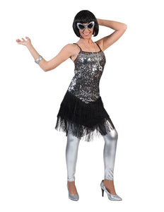 Funny Fashion Zilveren glitter Charlestonjurkjes