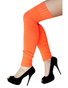 PartyXplosion Beenwarmers over de knie fluor oranje