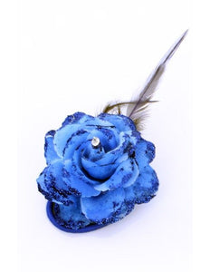 PartyXplosion Bloemen op speld elastiek blauw
