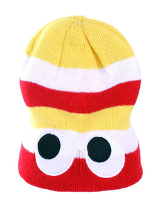 PartyXplosion Gebreide muts streep rood wit geel
