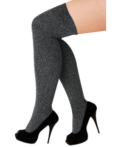 PartyXplosion Hoge kousen lurex zilver stretch