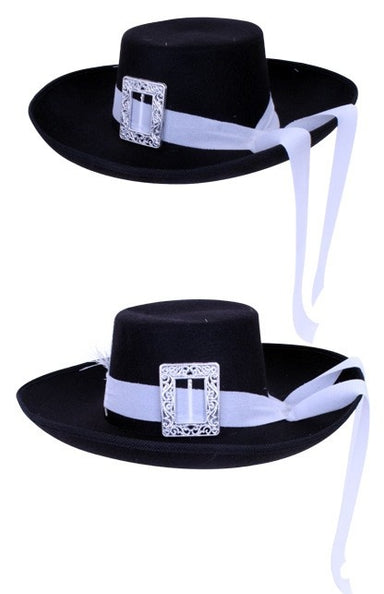 PartyXplosion Musketier hoed zwart witte band