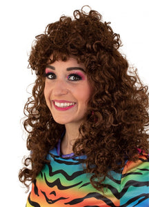 PartyXplosion Pruik Lola lang krullend bruin