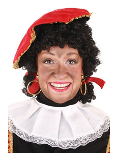 PartyXplosion Pruik Piet afro met verstelbare staartjes