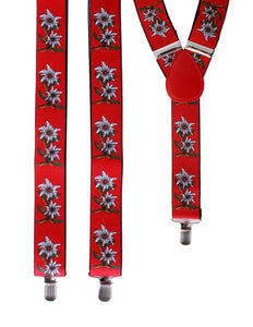 PartyXplosion Rode Tiroler bretel met edelweiss