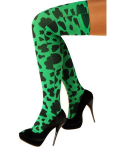 PartyXplosion Stay-up kousen groen met zwarte vlekken one size