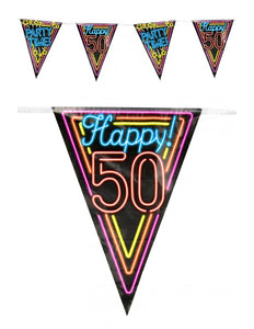 PartyXplosion Vlaggenlijn 50 jaar Neon 10 meter
