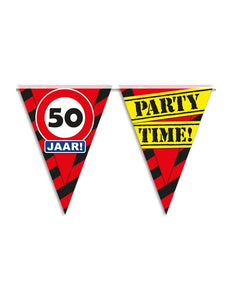 PartyXplosion Vlaggenlijn 50 jaar PARTYTIME 10 meter